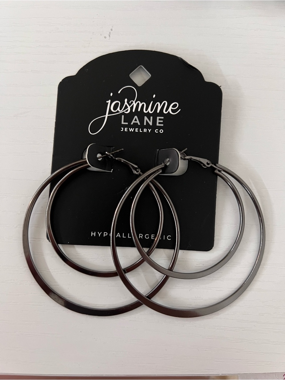 Jasmine Lane Jewelry Co Hypoallergenic Gunmetal Double Hoop Earrings NWT